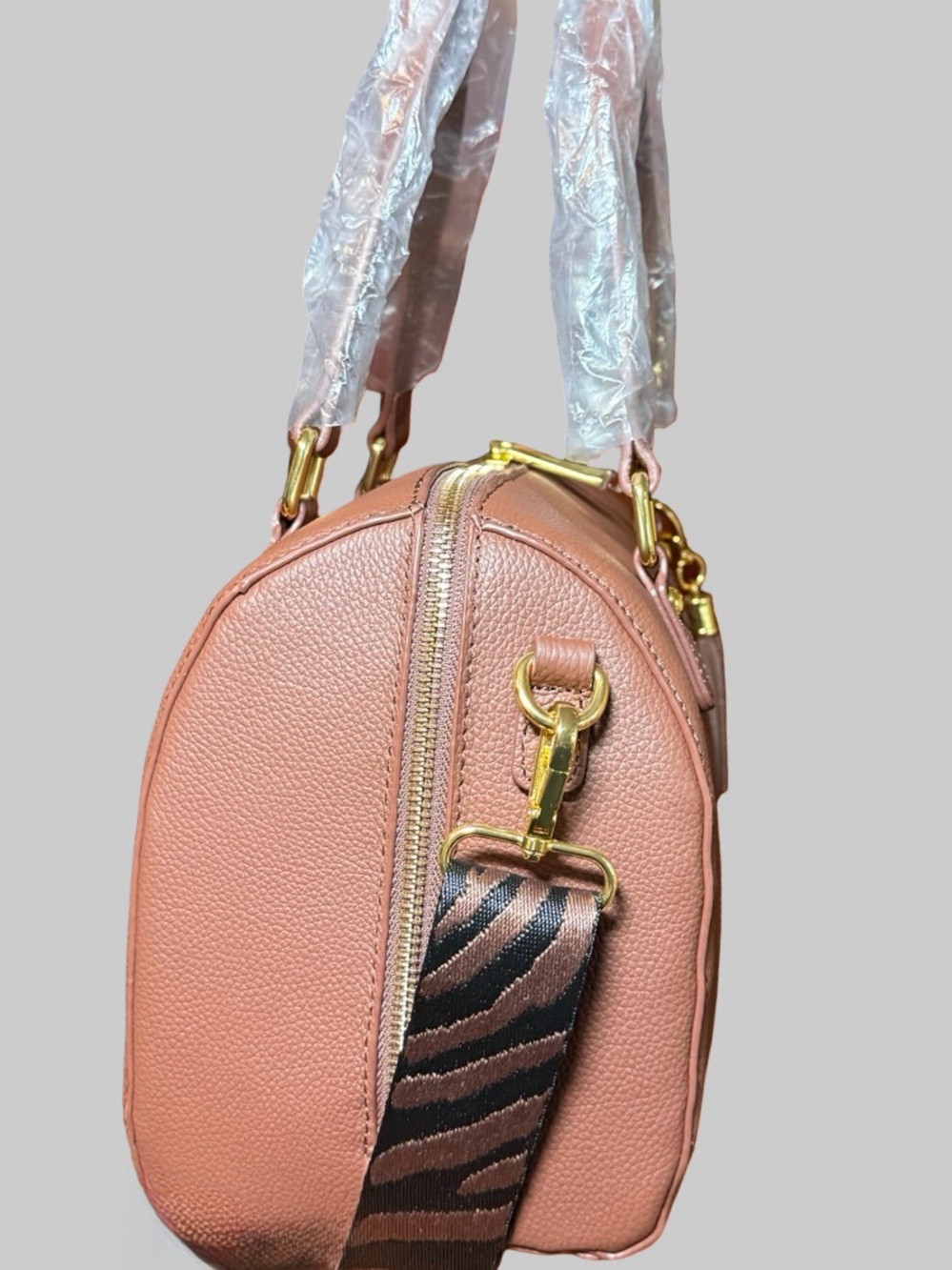 NWOT Joy Mangano Luxe Leather World Traveler Satchel - Cognac/Rose Gold ✨ - Picture 3 of 5
